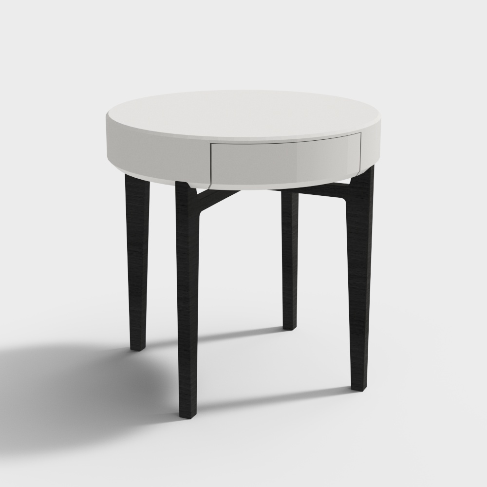 Sleek Round Table Side Cabinet 3D model