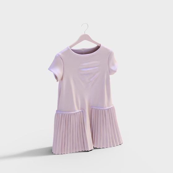 Elegant Soft Pleated Dress 3D model