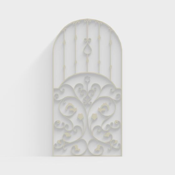 Elegant Arched Wrought Iron Gate 3D model