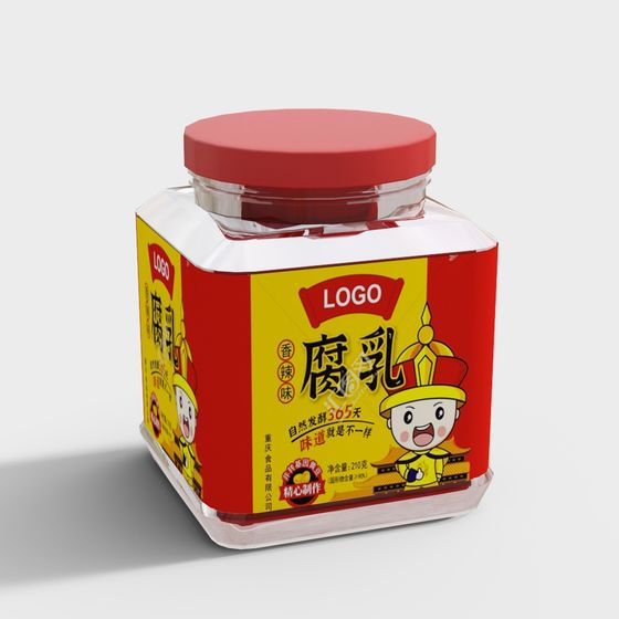 Colorful Low-Polygon Fermented Bean Curd Bottle 3D Model
