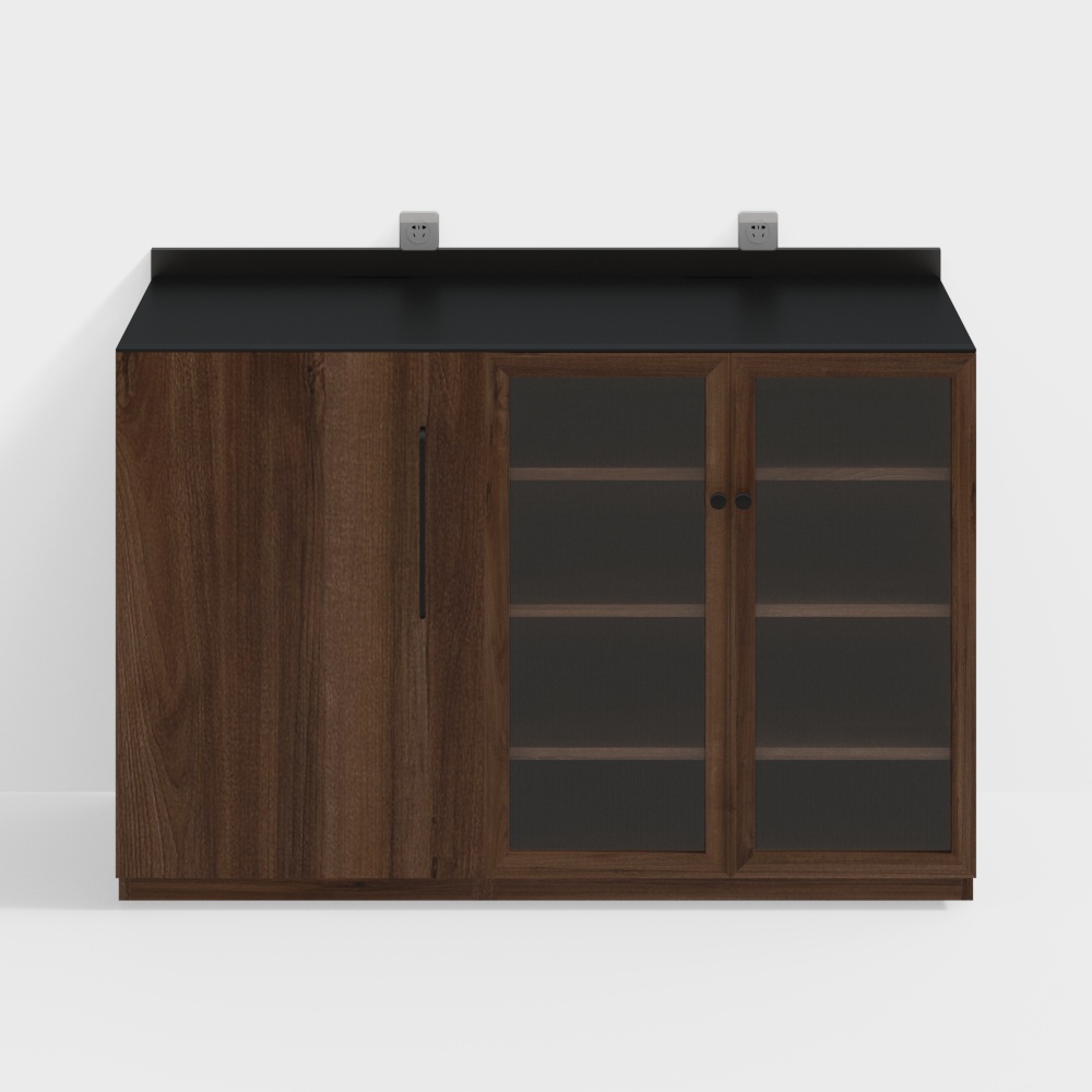 Two Black Furniture piggy bank, B pot Cabinet + C drinking water Cabinet, black walnut