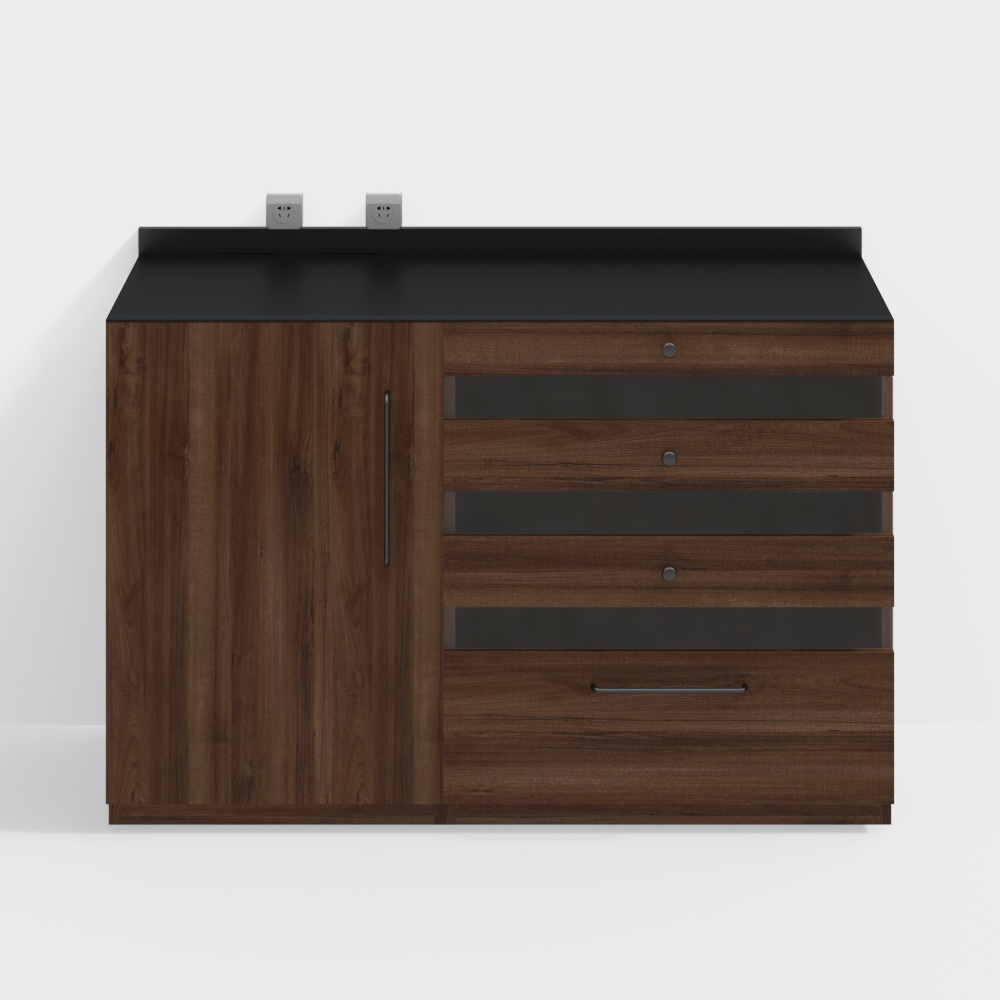 Two Black Furniture covered with side Cabinets A drawer Cabinets + C drinking water Cabinets black walnuts