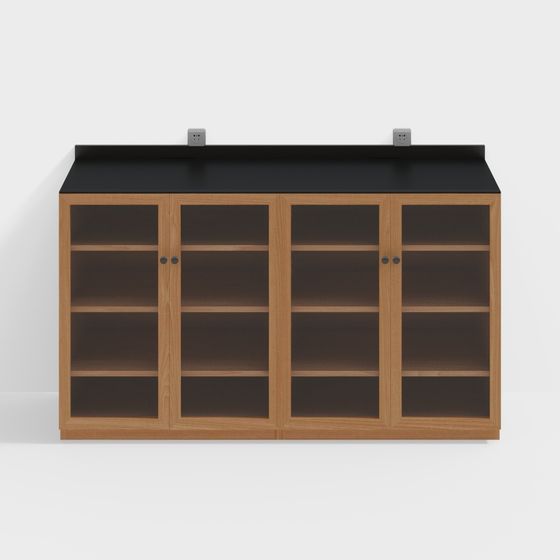 Deux meubles noirs recouverts d'armoires latérales B commode + B commode en bois de cerisier