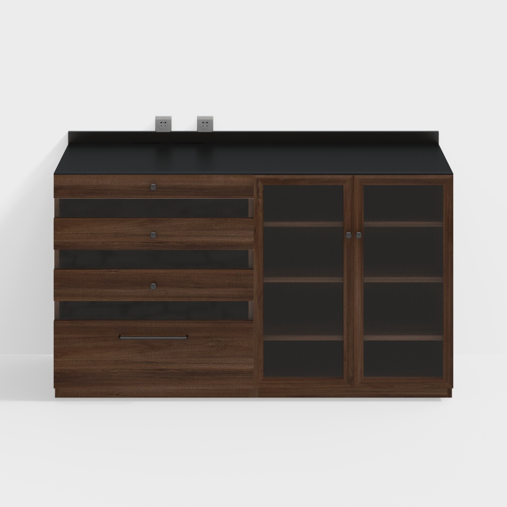 Two Black Furniture is covered with side Cabinets A drawer Cabinets + B cookware Cabinets black walnuts