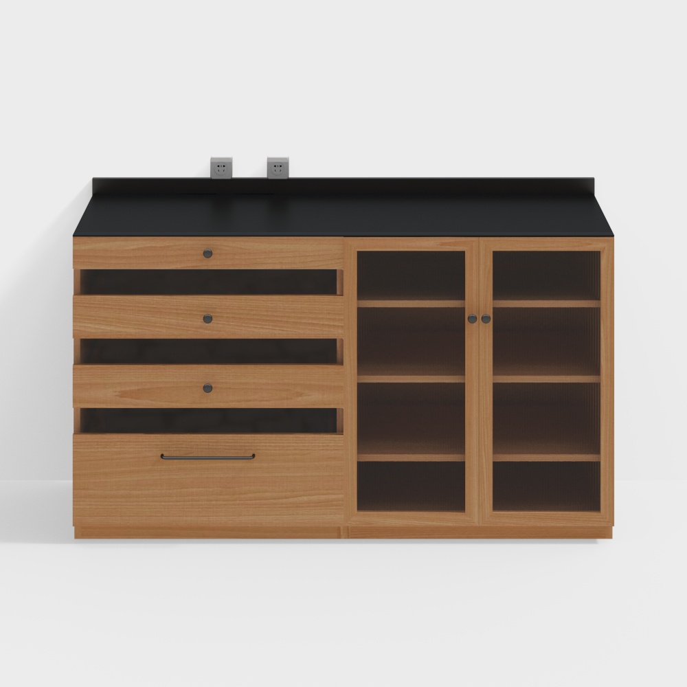 Two Black Furniture is covered with side Cabinets A drawer Cabinets + B cookware Cabinets cherry wood