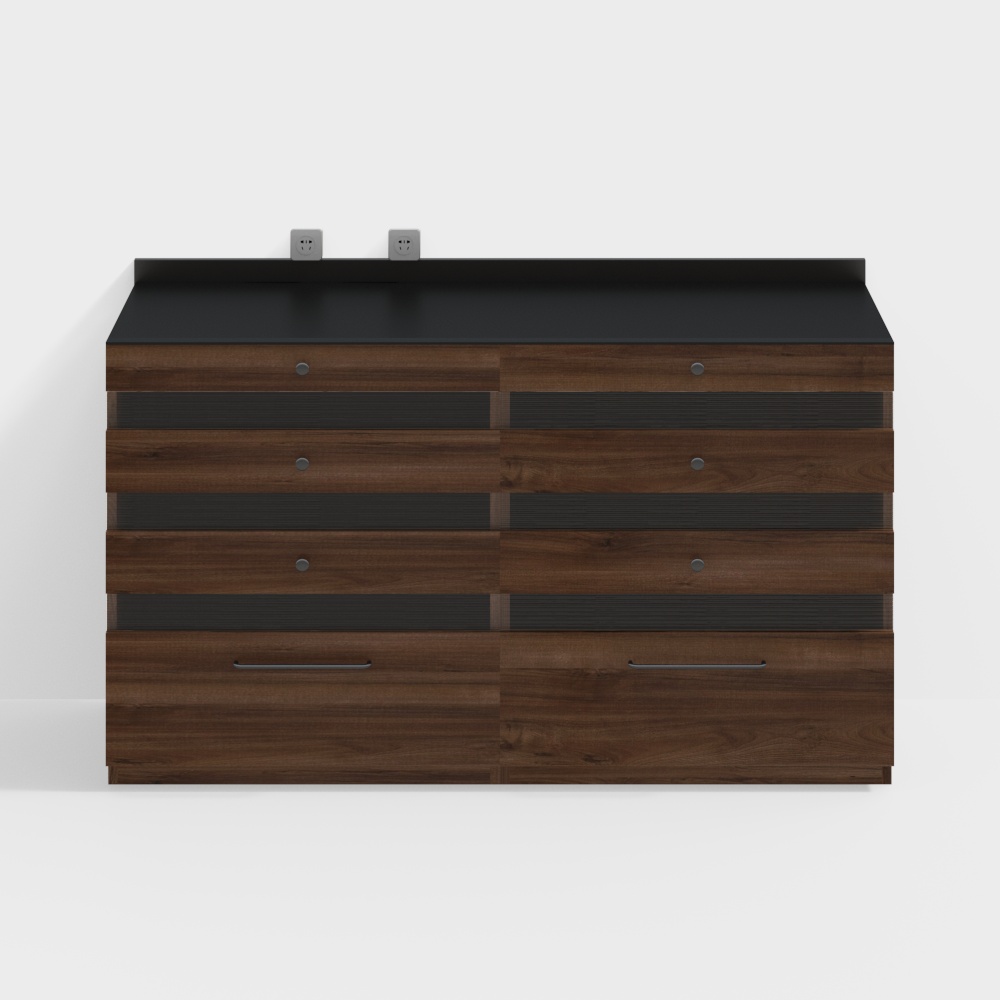 Two Black Furniture pantry side Cabinets A chest of drawers + A chest of drawers black walnuts