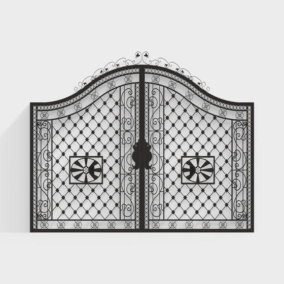 Stylish Low-Poly Iron Gate 3D Model