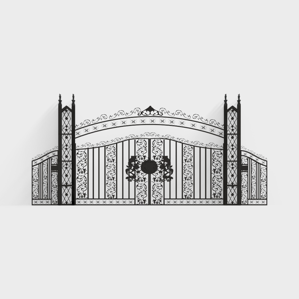 Elegant Wrought Iron Gate 3D model