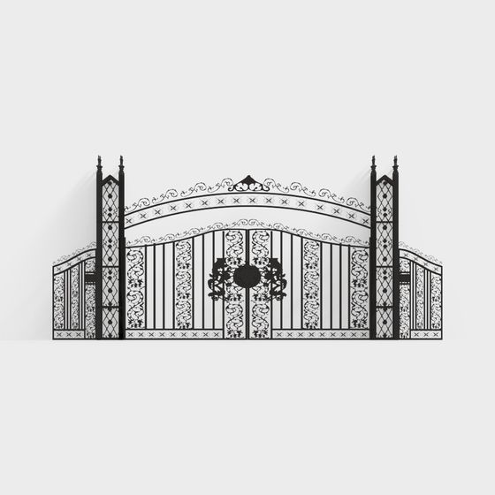 Elegant Wrought Iron Gate 3D model