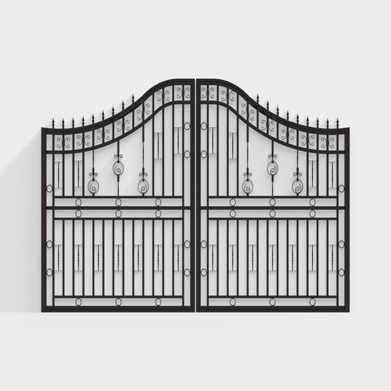 Elegant Wrought Iron Gate 3D model