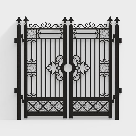 Elegant Wrought Iron Gate 3D model