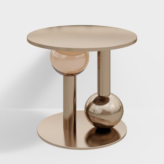 Elegant Rose Gold Round Table 3D model