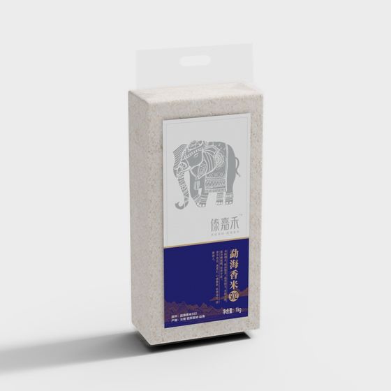 Low Polygon High Detail 3D Model of Dai Jia He Fragrant Rice Packaging