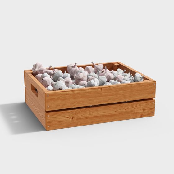 Rustic Wooden Garlic Crate 3D model