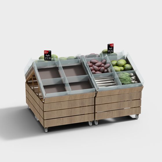 Stylish Fruit Display Cabinet 3D model