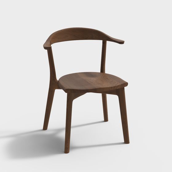 Elegant Wooden Chair 3D model with Unique Curves
