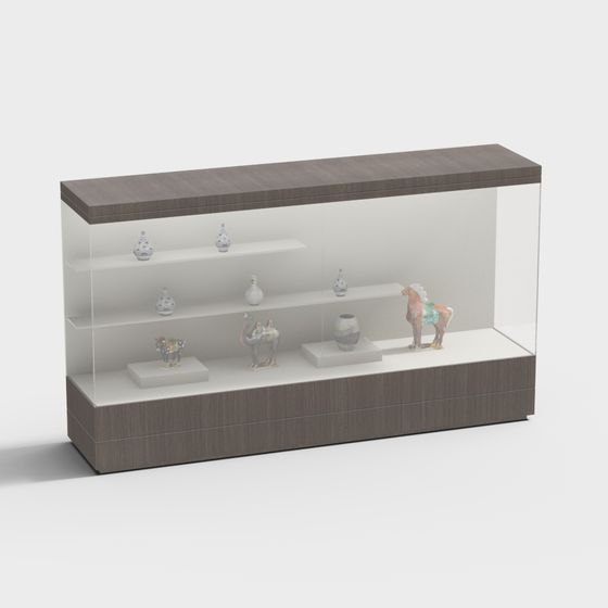 Elegant Low-Polygon Display Cabinet 3D model