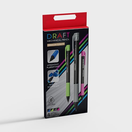 Draft Mechanical Pencil Packaging Box 3D model