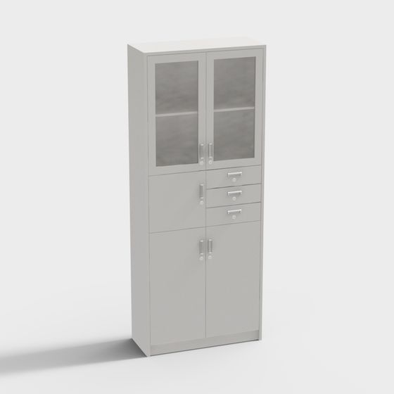 Modern Low-Poly Glass Door Storage Cabinet 3D model
