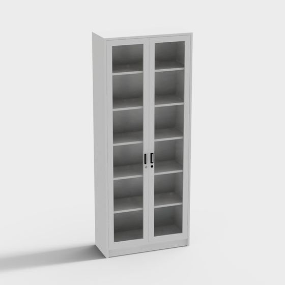 Modern Glass Door Bookshelf 3D model
