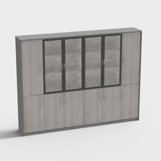 Modern Glass Door Storage Cabinet 3D model