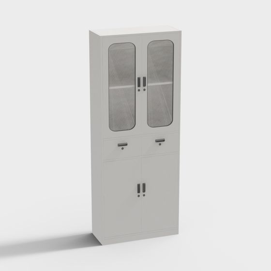 Sleek Glass Door Storage Cabinet 3D model for Modern Spaces