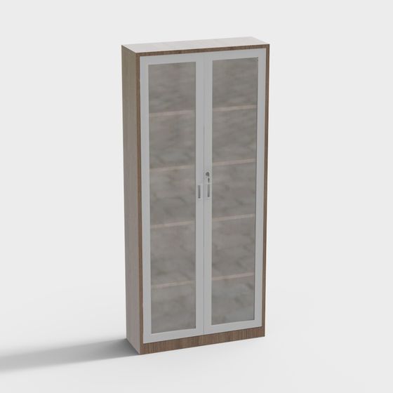 Elegant Glass Door Bookshelf 3D model for Modern Spaces