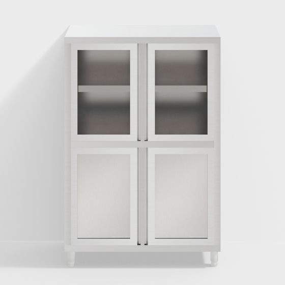 Low-Poly Glass Display Cabinet 3D model