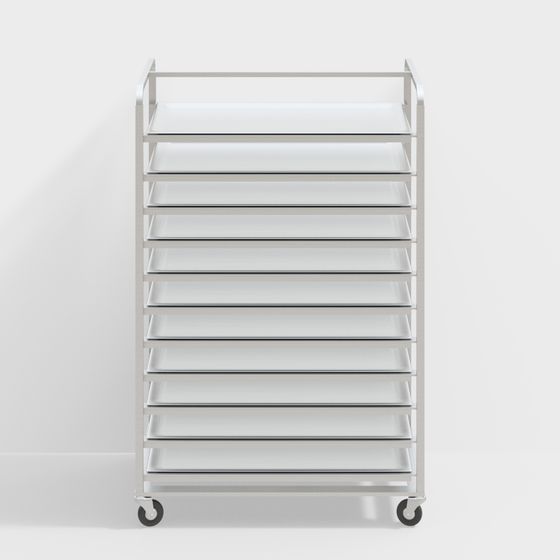 Sleek Metal Cart 3D model for Modern Interiors