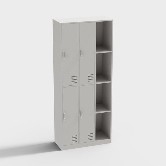 Stylish Gray Storage Cabinet 3D model