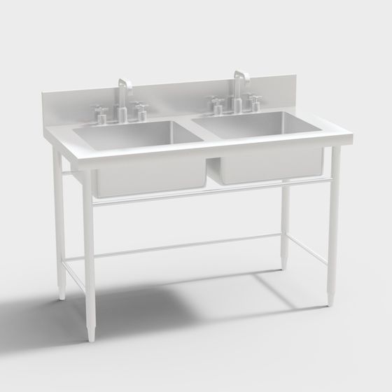 Modern Minimalist Double Sink Vanity 3D model