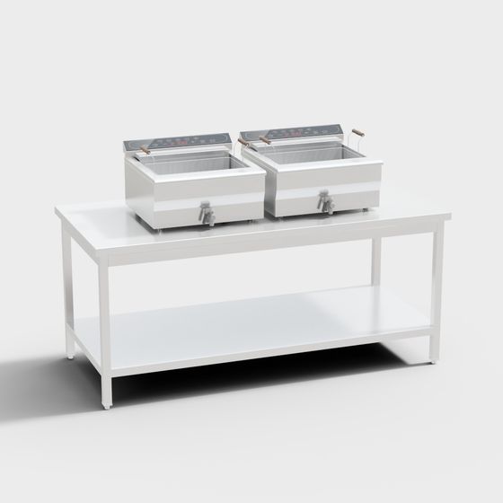 Minimalist Dual Basket Electric Fryer 3D model