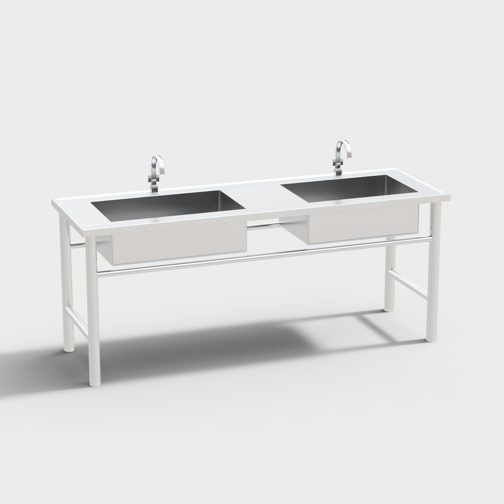 Minimalist Double Sink Vanity 3D model