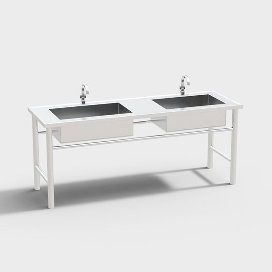 Minimalist Double Sink Vanity 3D model