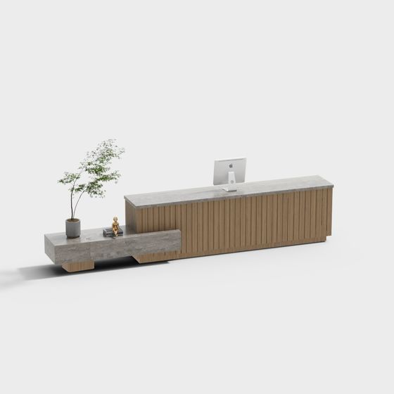 Concrete and Wood Reception Desk 3D model
