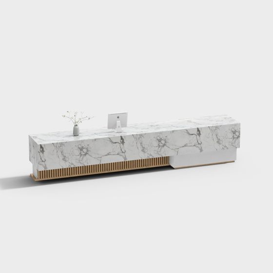Stylish Marble Reception Desk 3D model for Modern Spaces