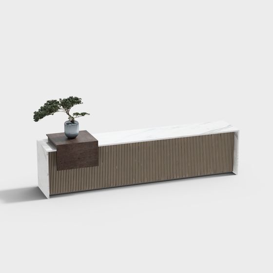 Modern Minimalist Reception Desk 3D model