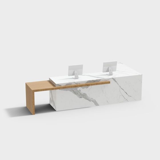 Elegant Marble Desk 3D model for Modern Office