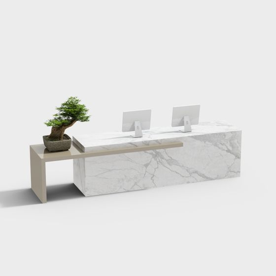 Stylish Marble Office Desk 3D model