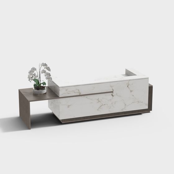 Elegant Minimalist Reception Desk 3D model