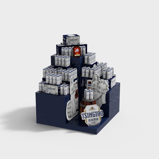 Elegant Low-Poly Qingdao Beer Stand 3D model