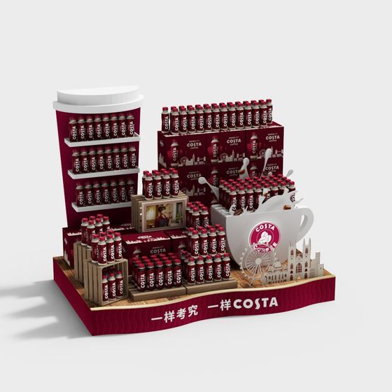 Vibrant Costa Coffee Display 3D Model for Creative Projects