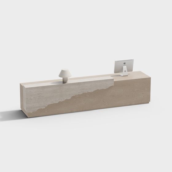 Concrete and Wood Textured Desk 3D model