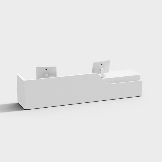Minimalist Dual-Screen Office Desk 3D model