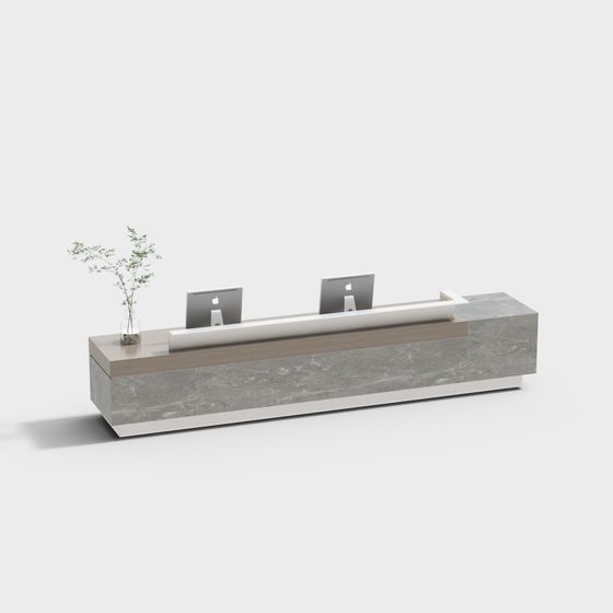 Elegant Minimalist Reception Desk 3D Model