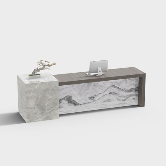 Stylish Marble Office Desk 3D model