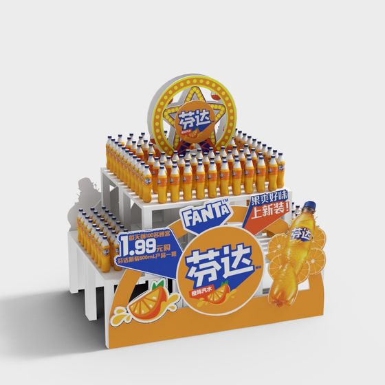 Colorful Fanta Promotional Display Stand 3D model