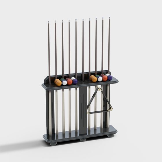 Elegant Low-Poly Billiard Rack 3D model