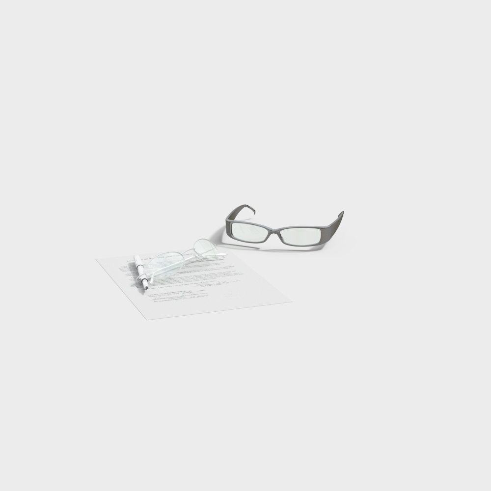 Elegant Glasses and Paper 3D model