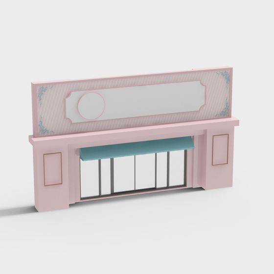 Charming Vintage Dessert Shop 3D model in Soft Pink